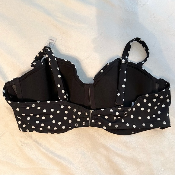 Adore Me Vivien Contour Plus Bikini Top NWT Black White Polka Dot 38DDD - Picture 3 of 8